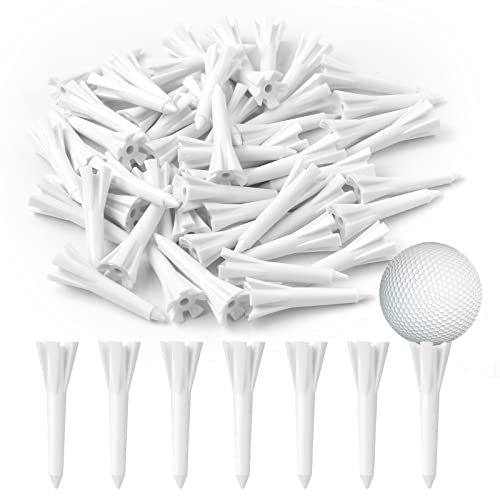 50stk Golf Tees, Kurze Golf Tees Kunststoff 38mm Große Golf Tees Plastik Golf-Trainingszubehör Golf-Übungswerkzeug für Eisen Par-DREI Hybride (Weiß)