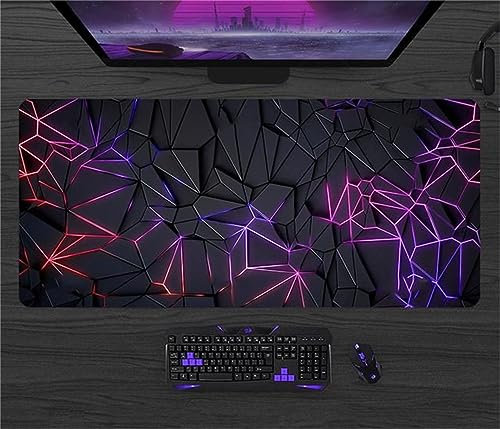 Tainrun Tapis de Souris XXL 1000x500x2mm Carton Géométrique Violet Grand Tapis de Souris de Jeu - Surface Spéciale Améliore la Vitesse et la Précision - pour Touts Types de Souris et Claviers