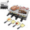 YARDIN Raclette Grill Grillplatte Tischgrill für 8 Personen, Steinplatte und Grillplatte Antihaftbeschichtung Elektrogrill mit 8 Pfannen und Holzspatel 1400W, für den Winter und Familienessen