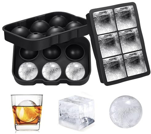 5cm Large Ice Cube & Ice Ball Trays Moulds 2 Pack with Lids Food Grade Silicone Reusable