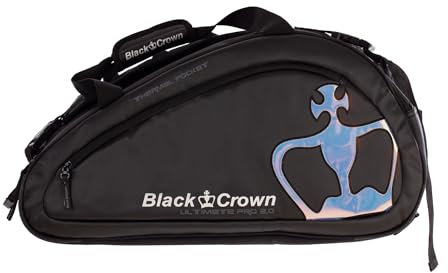 Black Crown - Paletero Ultimate Pro 2.0 Negro-Tornasolado - 100% Poliéster - Compartimentos Centrales - Compartimento Térmico - Capacidad: 2 Palas - Bolsillo Inferior para Zapatillas
