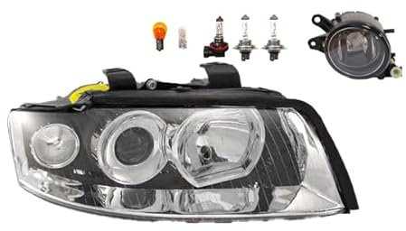 Johns, Scheinwerfer Halogen Front Haupt passend für Audi A4 8E 11/00-11/04 H7 H7 Rechts + Nebelscheinwerfer + Leuchtmittel