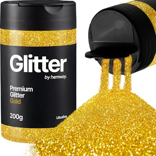 Hemway Premium Glitter Shaker Gold 200g Ultrafine | for Resin & Epoxy Crafts for Decorating, Halloween, Christmas, Nail, Face, Art