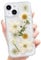 Abbery for iPhone 13 Mini/iPhone 12 Mini Clear Case with Real Pressed Flowers Design, Glitter&Sparkle Cute Dried White Floral Slim Soft TPU Protective Women Girl's Phone Cover