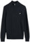 GANT Men's Cotton Cable Half Zip Pullover Sweater, Evening Blue, L