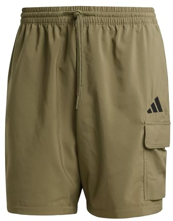 adidas Herren Essentials Small Logo Cargo Chelsea Short Shorts, Olive Strata/Black, XXL
