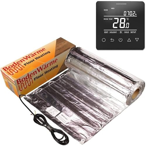 Electric Under Laminate/Wood Foil Underfloor Heating Mat Kit (Including Digital Dstat Thermostat) (Black, 2m²)