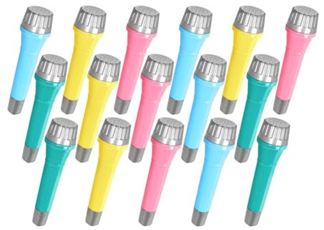 Lmzzdld 16er-Pack Spielzeugmikrofone Aus Kunststoff, Farbenfrohe Mikrofonattrappen Als Geschenktütenfüller und Als Gastgeschenk für Geburtstagspartys