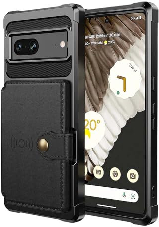 XYZNTMF for Google Pixel 7 Phone Case Flip Wallet Case with Card Holder Shockproof PU Leather Shell Magnetic Clasp Car Mount Protective Cover Case for Google Pixel 7, Black