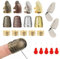 KATIMI 20 Stück Fingerhut Set, Einstellbare Fingerhut Nähen mit 2 Paar Leder Daumen Schützer, Sewing Thimble Ring Fingerhut zum Nähen, Nähfingerhut Fingerschutz für Haushalt Fingerlinge (4 Farben)