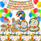 Décoration de fête d'anniversaire de bloc d'enfants, 3 ans bloc partie ensemble de vaisselle nappe papier assiette gobelet serviette paille en papier bloc assiette fête d'anniversaire d'enfants