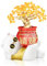Haohai Lucky Cat Statue Set, Feng Shui Fortune Cat Figurine, Good Luck Charm for Home Decor, Chinese Crystal Bonsai Tree, Office Desk Ornament, Money Tree Decoration (Money come)