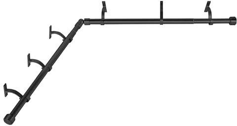 Mayrhyme Eck-Fenster-Gardinenstangen, verstellbar, mit Aluminium-Endkappen-und Halterungen, 2,5 cm Durchmesser, Erkerfenster-Gardinenstangen, 2-seitig, 81,3–213,3 cm, Schwarz