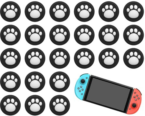 GUTERTOP 24 Stück Silikon-Controller Griffabdeckungen für Switch Joystick Kappen - Spielerlebnis Verbessern, Schützen und Lebensdauer Verlängern (Hundepfotenmuster)