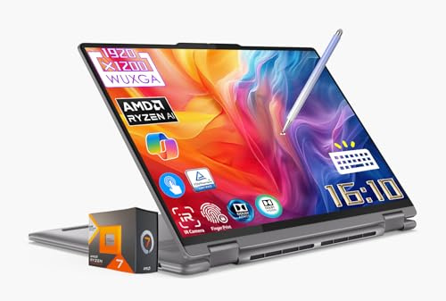 Lenovo Yoga 7 2-in-1 AI Laptop, 16 1920x1200 Touchscreen, AMD Ryzen 7 8840HS (Beats i7-12700H), Copilot, retroilluminato KB, FP, Win11 W/Stylus Pen (16GB RAM | 1TB SSD + penna)
