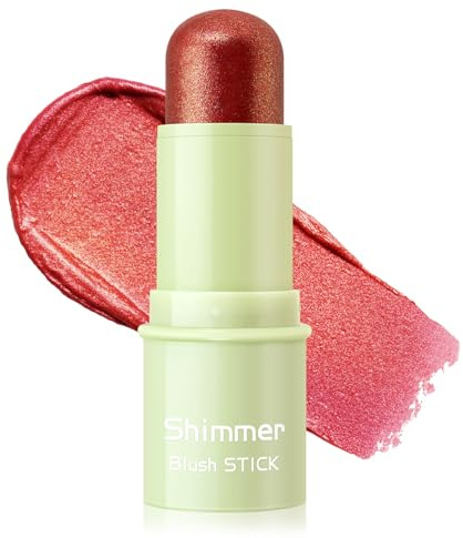 Boobeen Cream Makeup Blush Stick, Shimmer Blush für Wangen, Glow Blush Makeup Lightweight Waterproof Highlighter Blush Wand, einfach zu mischen