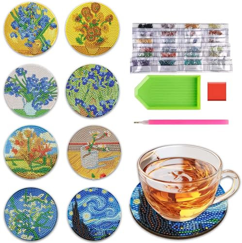 WYRGQIQN Dessous de Verre Diamond Painting - Dessous de Verre Original à l'Effigie de Mandala et Verre Stitch, Sous Verre Pétillant pour un Style Personnel