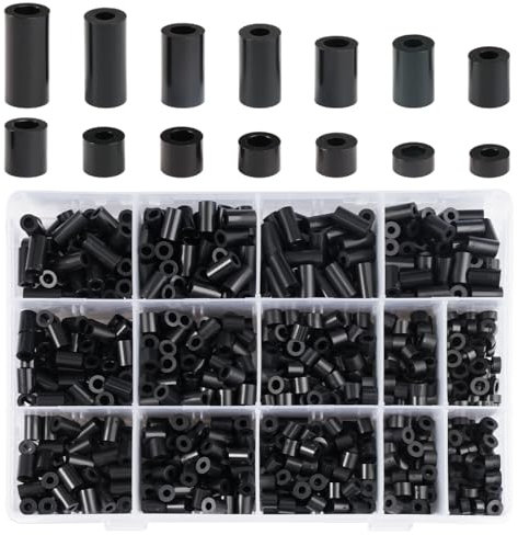 1000 Stück Runde Abstandshalter, ABS Abstandshalter Kunststoff, Distanzhülsen für M3, M4 Schrauben, Isolierung Beilagscheiben ohne Gewinde, Distanzhülsen Isolierung Beilagscheiben für Schrauben