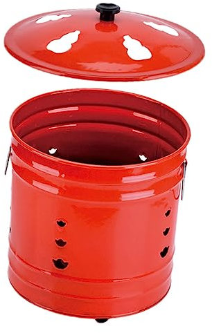 VINTORKY Emaillierter Verbrennungsbehälter für Garten Robuster Outdoor Incinerator für Papier Abfälle und Laub Vielseitig Einsetzbar für Haus und Design für Langanhaltende Nutzung