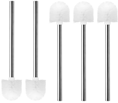 AKVYNTYR 5 Stück Klobürste Weiß, Hochwertige Toilettenbürste mit Edelstahlstiel, WC Bürste mit Hochdichtem Bürstenkopf, Toilet Brush mit Abnehmbarer Bürstenkopf die Perfekt zu Ihrer Toilette Passen