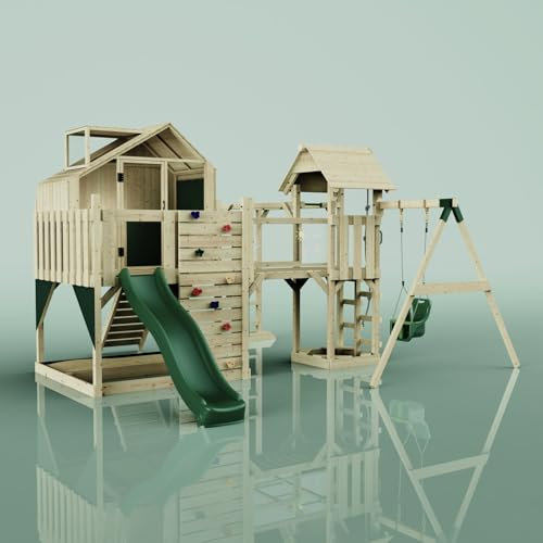 OutdoorToys Spielturm Mille aus Holz in Grün Babyschaukel