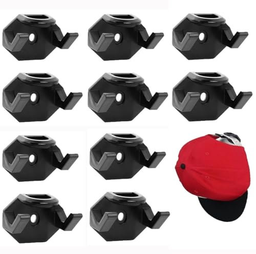 Cap Halterung Wand,10 Stück Adhesive Cap Halter,Hat Rack Kein Bohren,Baseball Cap aufbewahrung,Cap Halterung Wand,Kappenhalter für Hüte Mützen Schlüsselanhänger Kopfhörer Halskette (Schwarz)