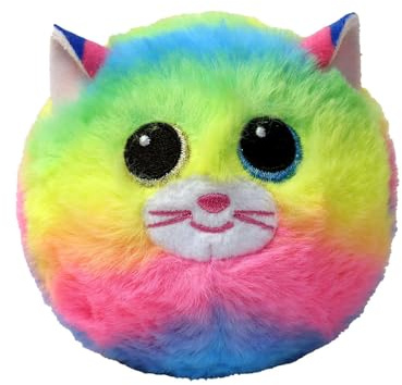 TY Beanie Bouncers – Gemma die Regenbogenkatze mit grünen und blauen Augen, Zarte Hüpftiere zum Sammeln, T83067
