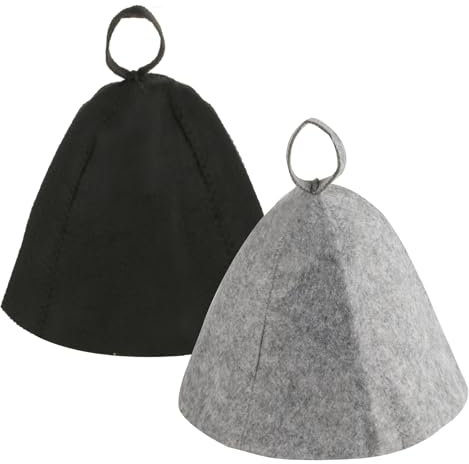 HexinYigjly 2 PcsSauna Hats, Felt Sauna Cap for Women and Men Vaporarium Hat, Steam Bath Hat, Felt Bath Cap, Unisex Bathroom Home Sauna Accessories(Black, Grey)