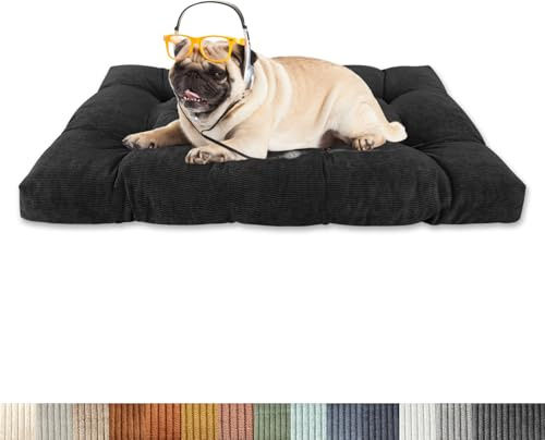 Lsjoaw Orthopädisches Hundebett 70x50x6cm Cordstoff Dog Bed Kleine Hundesofa Plüsch Hundekissen Grosse Hunde Hundecouch rutschfest Unterseite Mittelgroße Hundekörbchen Schwarz
