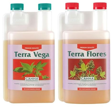 Terra Vega Grow + Terra Flores Bloom Dünger Set je 1L Cannabis Dünger