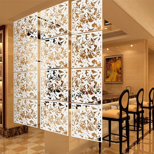 Hängender Raumteiler Paravent | Klapptrennwand Raumteiler aus Kraftpapier Stil | Hängepaneel Bildschirm DIY Panel für Zuhause Hotel Büro Weiß 40x40cm