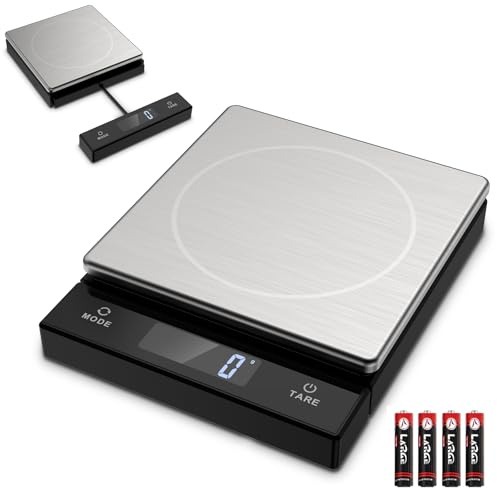 Brifit Digitale Küchenwaage 10kg mit Ausziehbarem Display | Präzise 1g-Teilung, Tare-Funktion, 6 Einheiten | LCD-Display & Edelstahloberfläche – Ideal für Küche & Backen