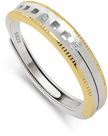 Meissa Eheringe Verstellbare Verlobungsringe Paar Silber 925 mit stein Partnerringe für Sie und Ihn Trauringe Paarpreis Geschenk zum Jahrestag Valentinstag