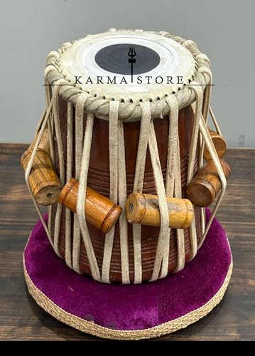 karma store Handgefertigte Holz Tabla Drum (Dayan) - indisches klassisches Schlaginstrument mit Stimmblöcken