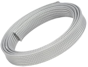 5m/lot Pure Colour Insulated Braid Sleeving Tight PET Wire Expandable Cable Sleeve Flame-retardant Nylon Braided Mesh Tube(Grey,2mm)