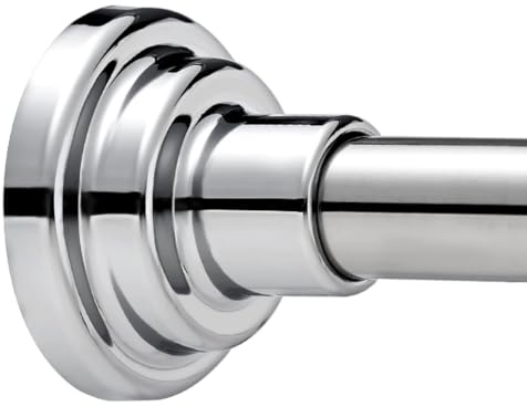 Gardinenstange ohne Bohren, Duschvorhangstange Silber, Teleskopstange 76–132 cm Ø25 mm, Verstellbare Spannstange, Rutschfest & Rostbeständig, für Badezimmer, Fenster und Tür