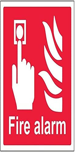 V Safety Fire Alarm Logo Sign - 200mm x 200mm - Self Adhesive Vinyl
