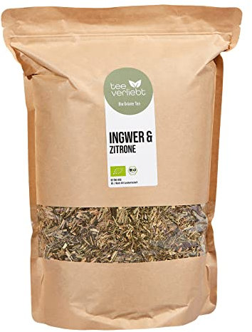 teeverliebt - Bio Grüntee Sencha Ingwer & Zitrone I loser Grüner Tee I Typisch Sencha mit wohltuendem Ingwer und fruchtiger Zitrone I Aus kontrolliert biologischem Anbau I 1 kg I 1000 g