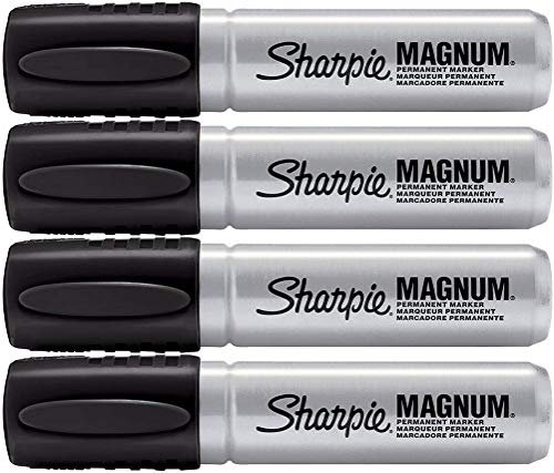 Sharpie Pro Magnum Professional Permanent Marker, Oversized Chisel Tip, Black Ink, Pack of 4