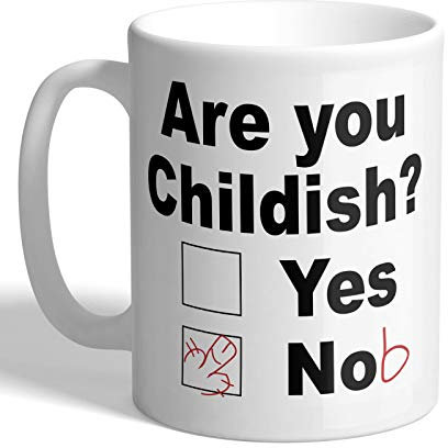 I Love Mugs - are You Childish? Silly Humour - Mug, Ceramic, 11fl.oz.