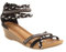 Sandales Femme Petit Talon compensé Bride Cheville tressée & strass,Noir,37 EU