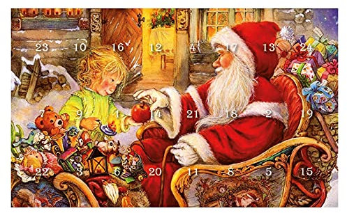 Krebs Glas Lauscha - Weihnachtsdeko/Baumschmuck - Adventskalender 24 Anhänger aus Glas - Motiv: Weihnachtsmann mit Kind - Größe der Anhänger: ca 3 cm