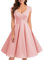 Bbonlinedress Robe Femme de Cocktail Vintage Rockabilly Robe plissée au Genou sans Manches col carré Rétro Blush M