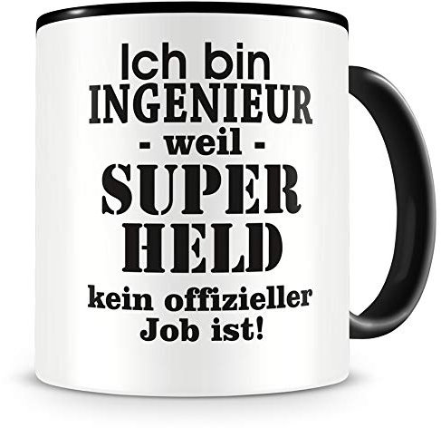 Samunshi® Ingenieur Tasse mit Spruch Geschenk für Ingenieur Mann Frau Kaffeetasse groß Lustige Tassen zum Geburtstag schwarz 300ml