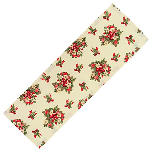 Hossner Weihnachts Tischläufer Pinas Christrose weiß grün rot 50 x 150 cm