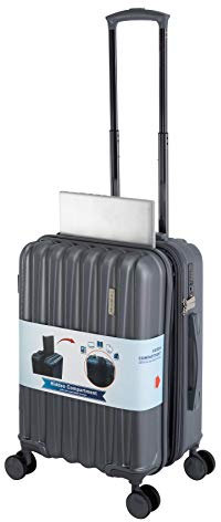 Travelhouse - Porto - Hartschalenkoffer Koffer Handgepäckkoffer Trolley Rollenkoffer, Notebookfach (40 x 35 x 5 cm), erweiterbar, Polycarbonat/ABS, 2,6 kg, 55x36x26 cm, 45 Liter, grau