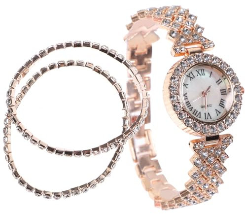 Hemobllo 2pièces Montre Femme Acier avec Bracelet Ensemble Quartz Brillant Et Élégant pour Style Féminin