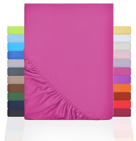 NatureMark Basic Boxspringbett & Wasserbett Spannbettlaken 200 x 220 cm - 40 cm Steghöhe - 200x220cm Spannbetttuch - 100% Baumwolle, Pink