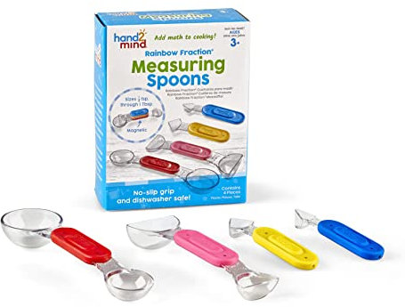 Learning Resources Rainbow Fraction Measuring Spoons, Kids Kitchen Tools, Toddler Cooking Tools, Sensory Table Materials, Fraction Manipulatives, Homeschooling Supplies, (Set of 4)