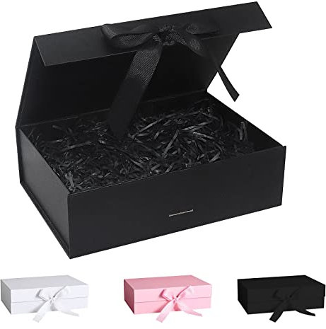 Geschenkbox mit Schleife,Geschenkbox mit Deckel, Geschenkbox mit Schleifenband und Geschreddertes Papier, Magnetische Geschenkboxen für Hochzeit Geburtstag Weihnacht